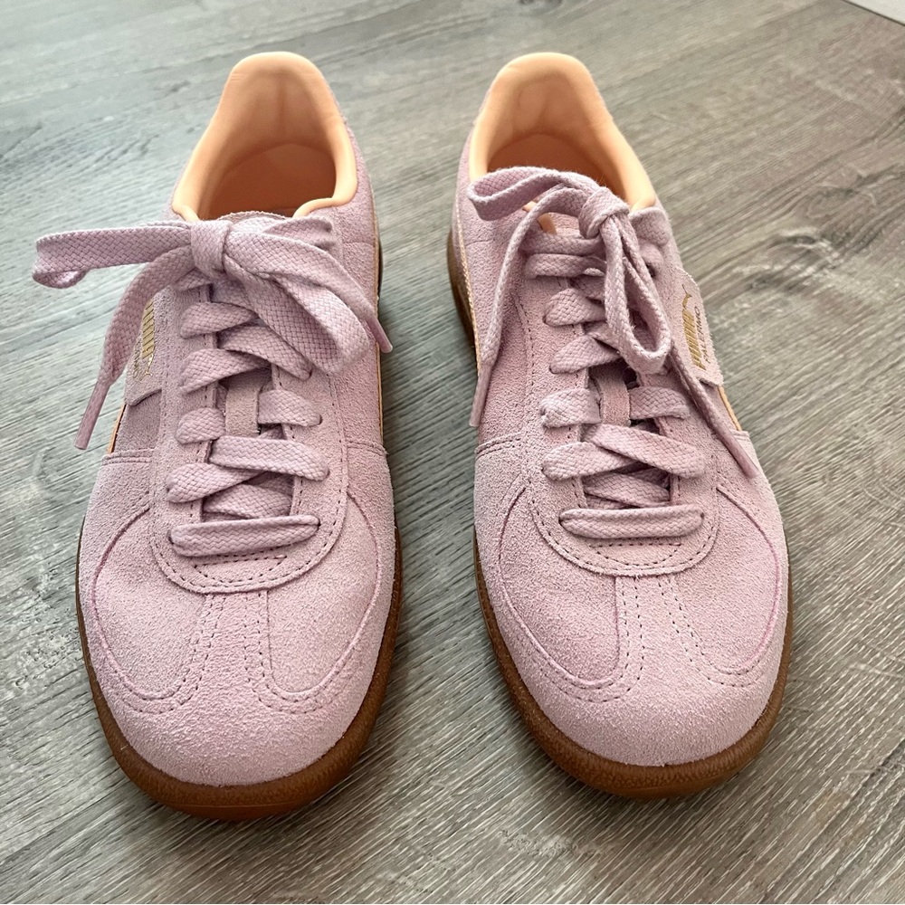 Puma Palermo Suede Sneakers Shoes 9 Lavender Purple Peach - Picture 2 of 8